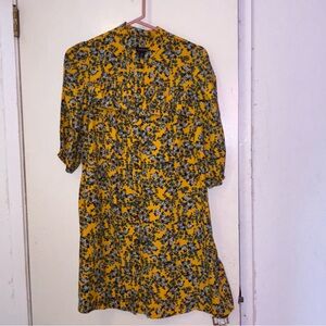 Topshop Vibrant Yellow Floral Midi Dress